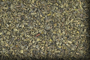 Close up of dried green tea