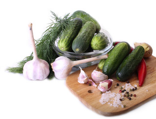 cucumbers, herbs and spices
