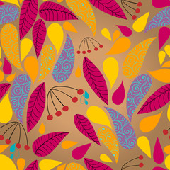 Fototapeta na wymiar Seamless cute autumn leaves illustration