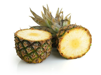 Sliced ​​pineapple on white background