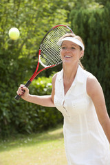 Woman playing tennis