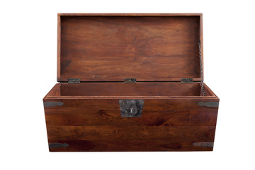 Opened wooden chest frontal view