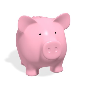 Piggy bank -  pink pig on white background