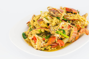 Fried crab with curry powder.