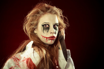 Evil woman with knife