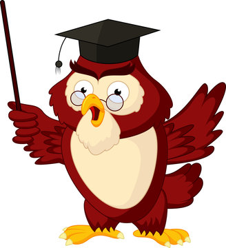 recommend clip art: Cartoon of pointing wise owl