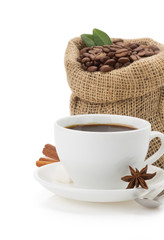 cup of coffee on white