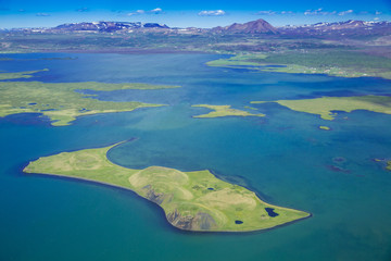 Birdview of lake Mývatn, Iceland