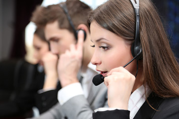 Call center operators at work.