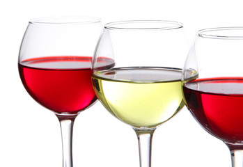 Glasses of wine isolated on white