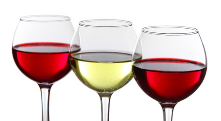 Glasses of wine isolated on white