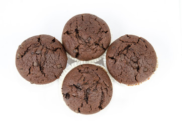 Group of chocolate muffins isolated