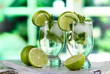 Glasses of cocktail with ice