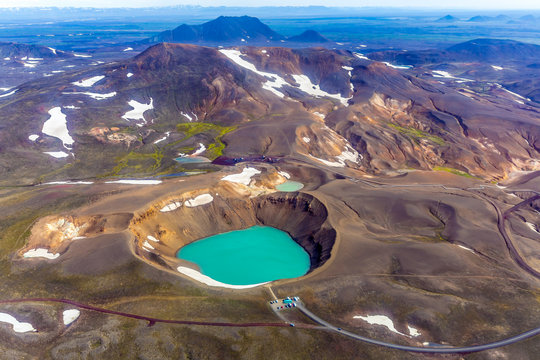 Birdview of Víti - Crater, Krafla area, Iceland