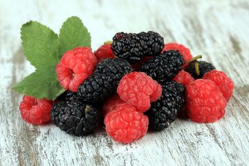 Ripe berries on table close-up