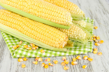 Fresh corn vegetable on wooden table