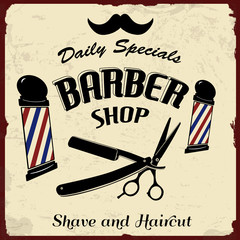 Naklejka premium Barber Shop w stylu vintage