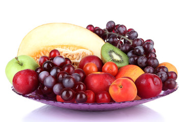 Fototapeta na wymiar Assortment of juicy fruits isolated on white