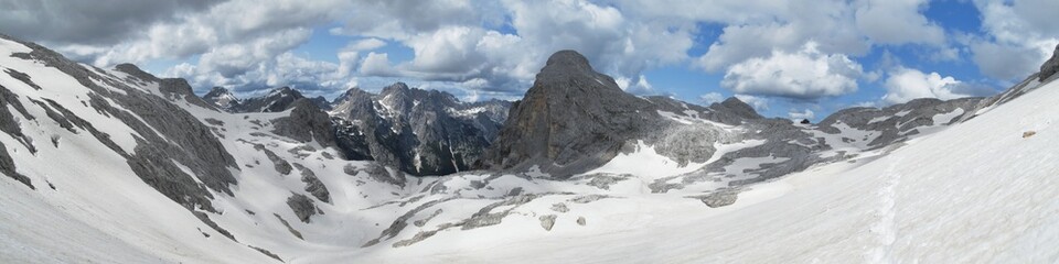 Fototapeta na wymiar mountain landscape below Triglav in Julian Alps