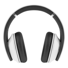 white and black wireless headphones isolated on white background