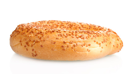delicious bagel with sesame seeds isolated on white