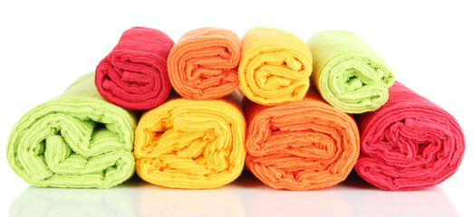 Colorful towels isolated on white