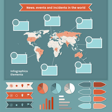 Infographics elements with map of the World