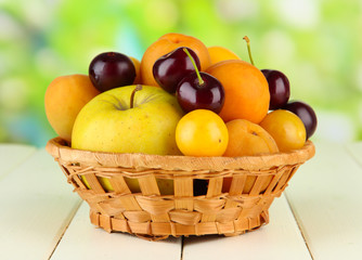 Bright summer fruits in basket