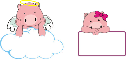 pig angel baby cartoon copyspace