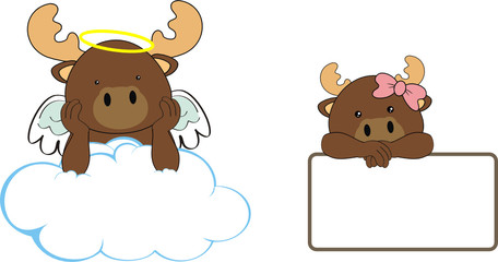 reindeer angel baby cartoon copyspace