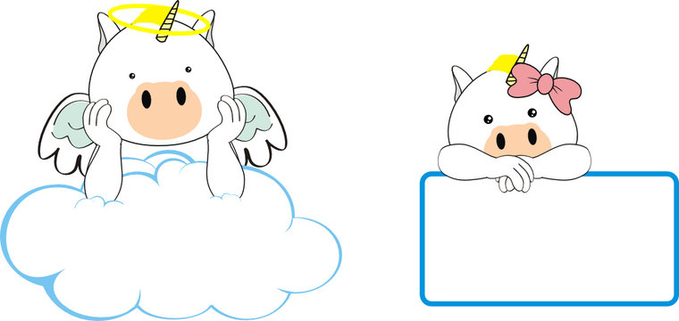 unicorn angel baby cartoon copyspace