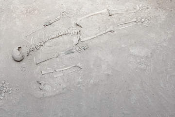 ancient grave burial skeleton human bones of archaeological exca