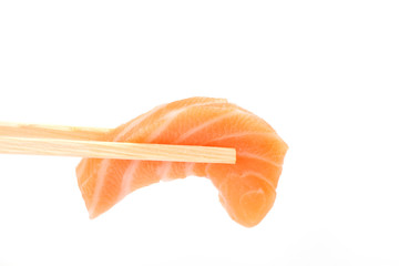 salmon sashimi isolated in white background