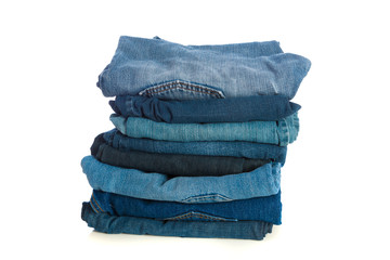 Stack of old Blue Jeans