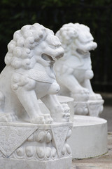 Chinese Guardian Lion Statue Details