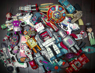 lots of tin toys