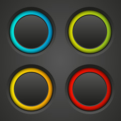 Set of dark round buttons
