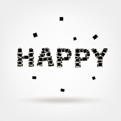 Happy, word made from photo frames, insert your photos