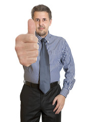 Businessman going thumbs up