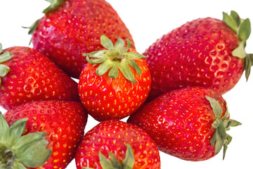 Bunch Of Fresh Spring Strawberries Isolated On White Background