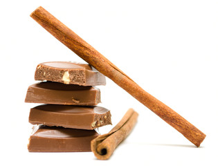 pieces of milk chocolate with cinnamon