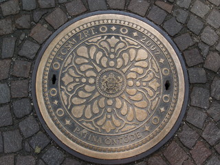 Cap of hatch on the street in Budapest