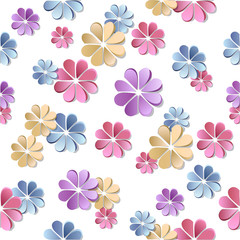 Seamless background with paper flowers.