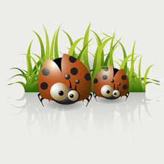 Seasonal background with ladybirds.