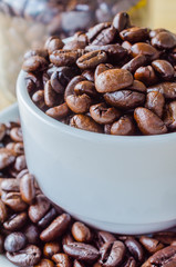 Coffee beans on cup