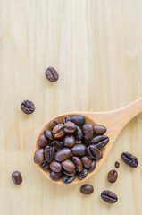 Coffee beans on spoon