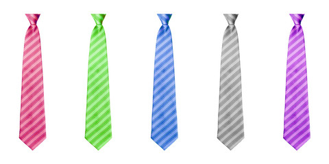 A set of male business ties on white background