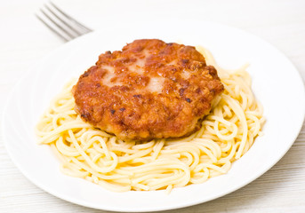 burger with pasta