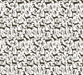 Petroglyphs. Seamless background