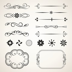 Calligraphic design elements. Elements for page decoration.
